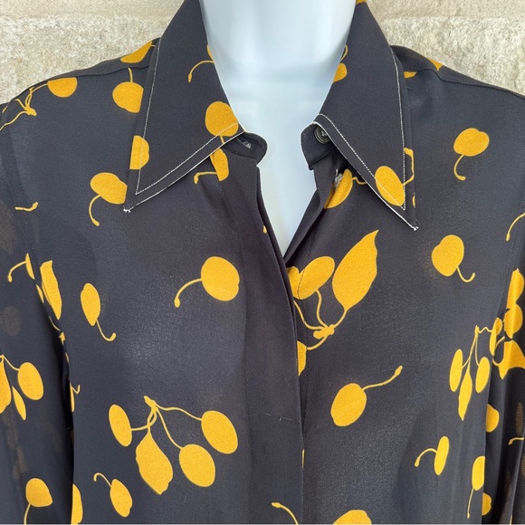3.1 Phillip Lim blouse button up cherries navy gold 4 - Picture 2 of 10